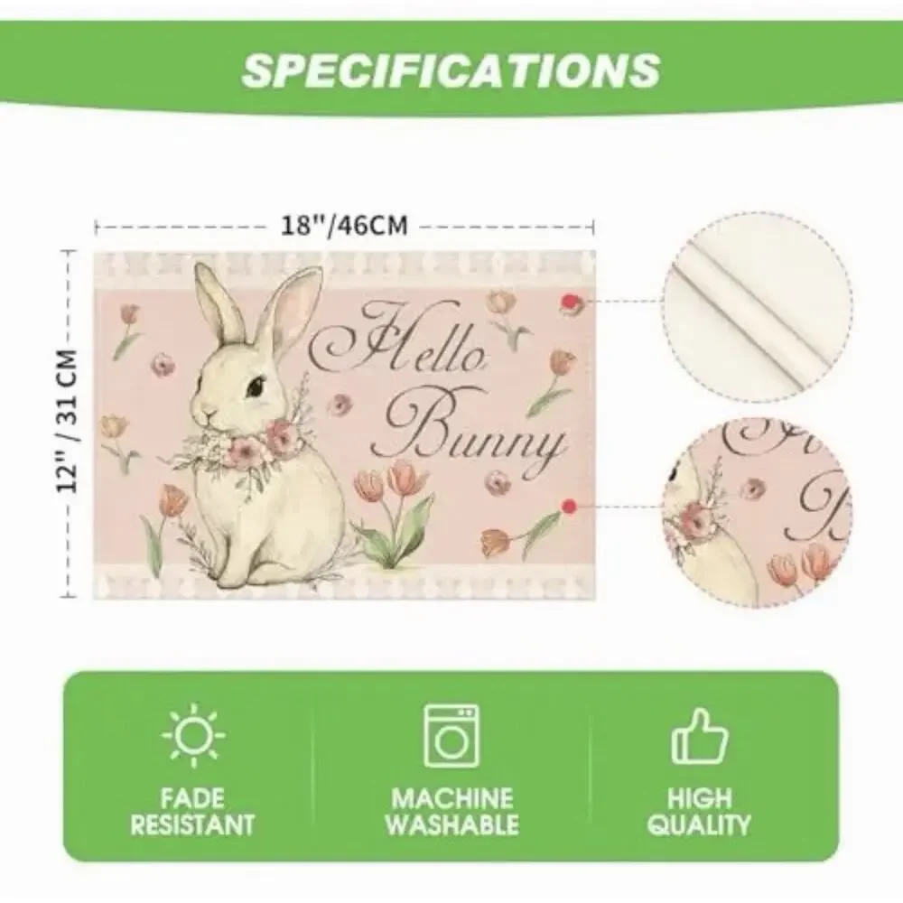 Set of 4 Easter Individual Artoid Mode Pink Bunny Placemats